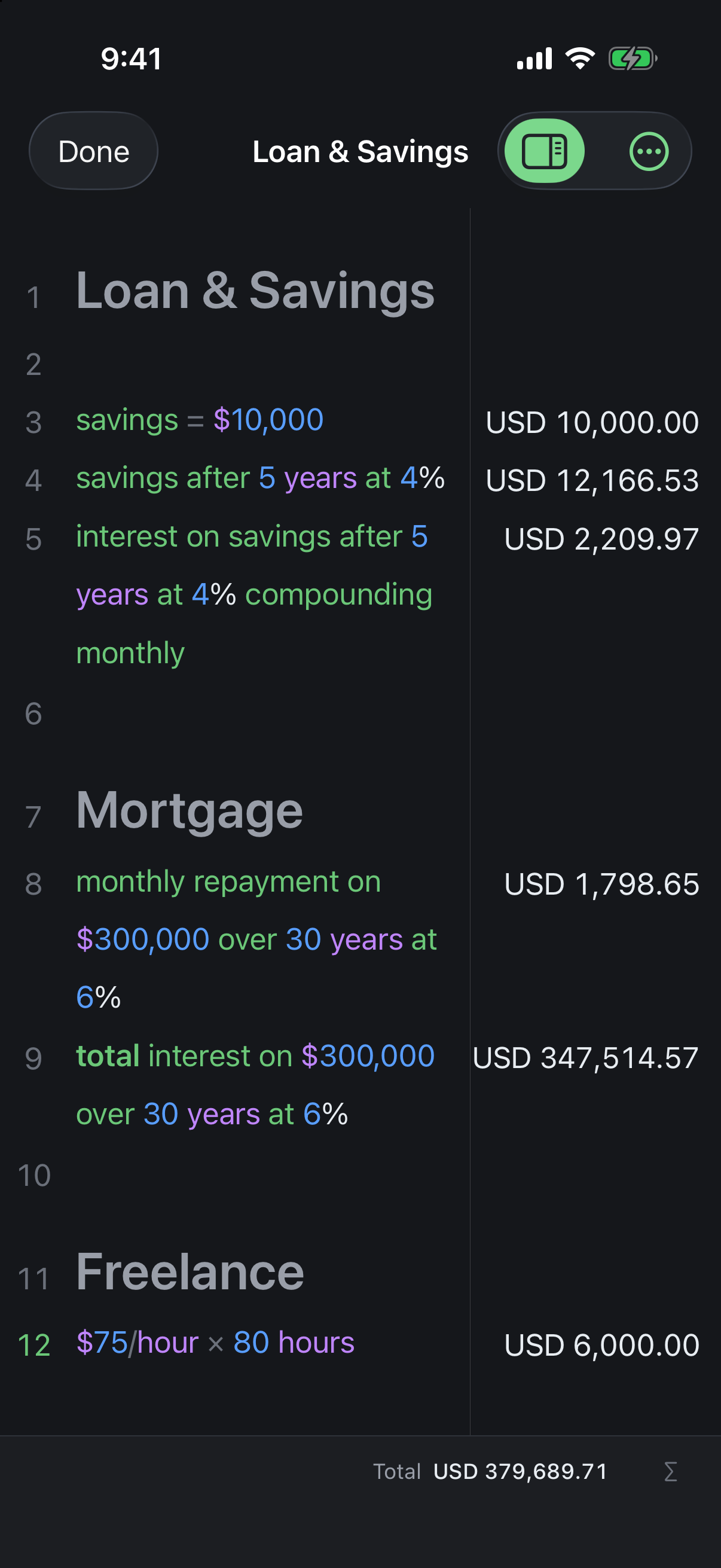 Compound interest and loan repayments in Arithmos