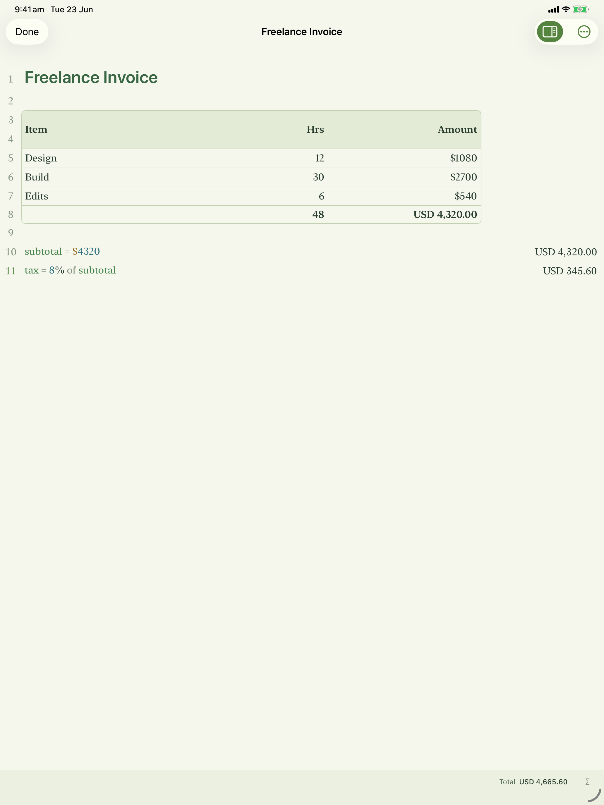 Arithmos on iPad